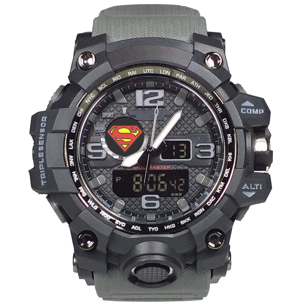 (Istimewa Bossque) Jam SUPERMAN Double Time Tali Abu-Abu (Exclusive)