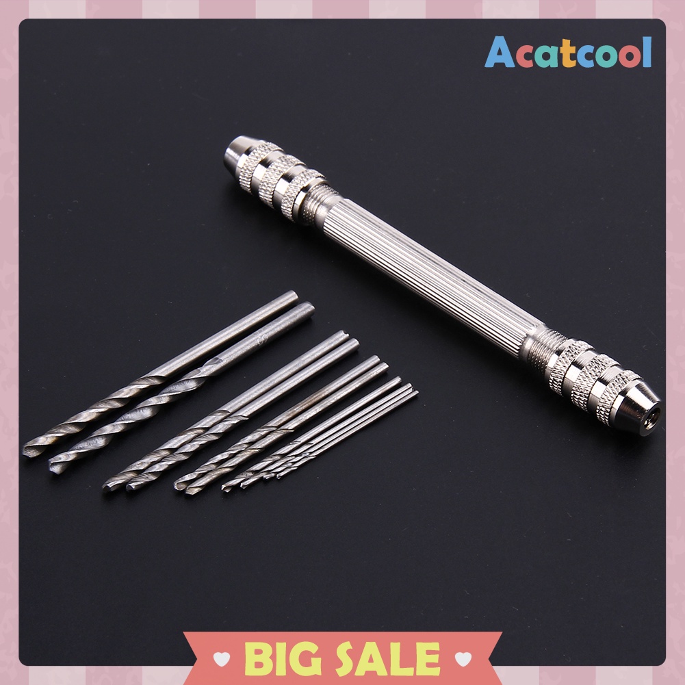 0.5-3.2mm Mini Manual Aluminum Hand Drill Chuck Twsit Micro Drill Bit Tool