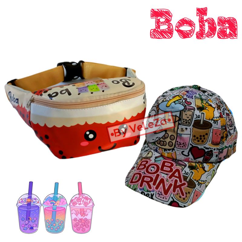 waistbag anak karakter Boba 2in1 - tas + topi