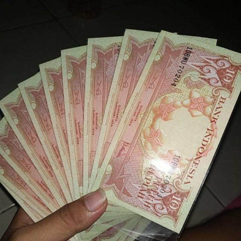 (GRESS) Uang kuno 10 rupiah seri bunga gress cocok buat mahar nikah