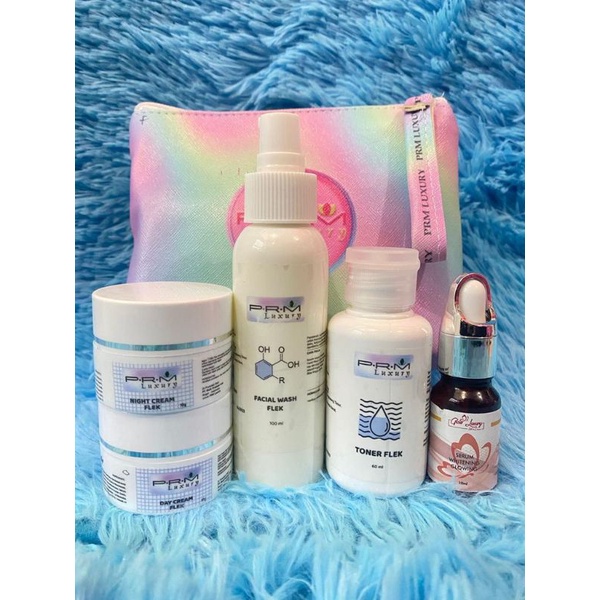PRM LUXURY FLEK BPOM  ORI + SERUM WHITENING GLOWING PAKET HEMAT