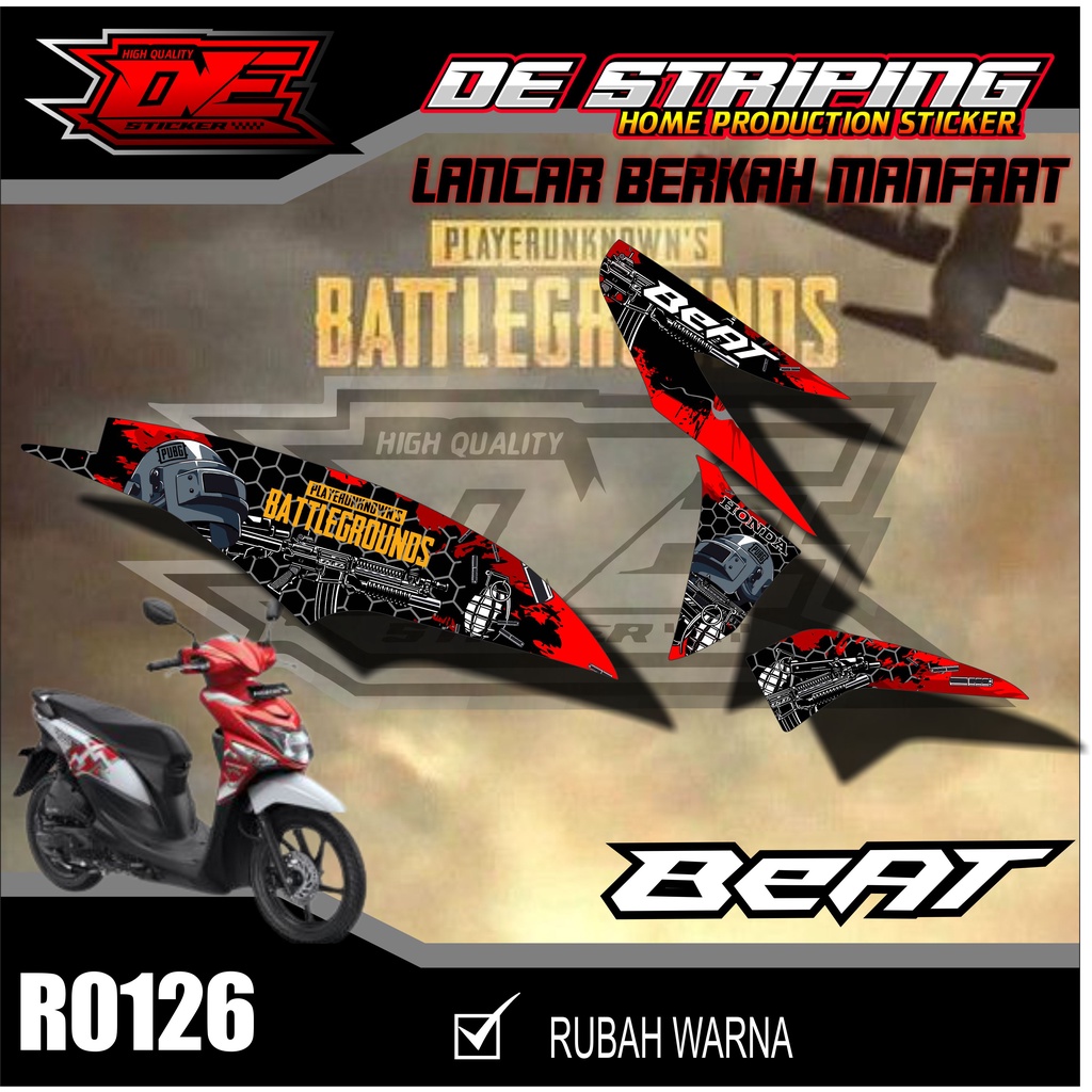 Striping Variasi Motor Beat pop PUBG MOBILE Semi Full R0126