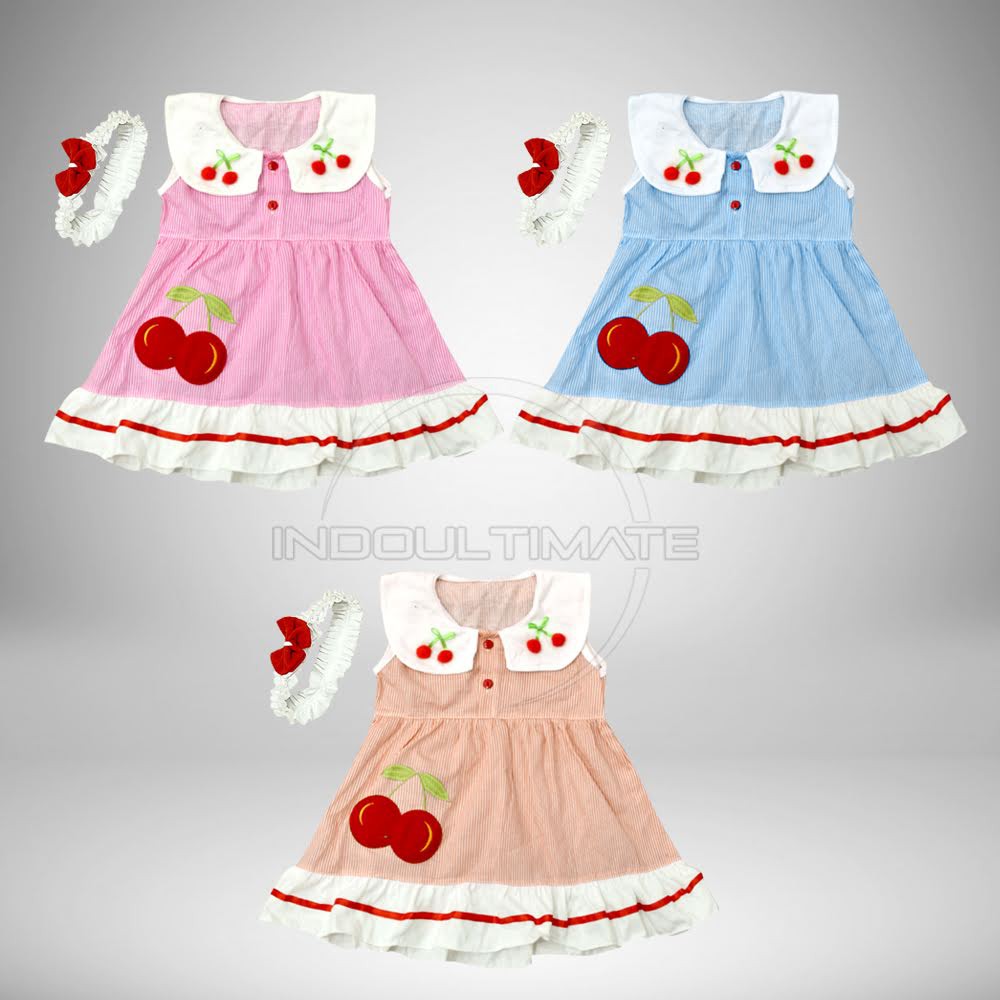 Dress Bayi (0-12bulan) Baju Bayi Perempuan + Bando TRS-119 Baju Rok Terusan Bayi PLANET KIDZ