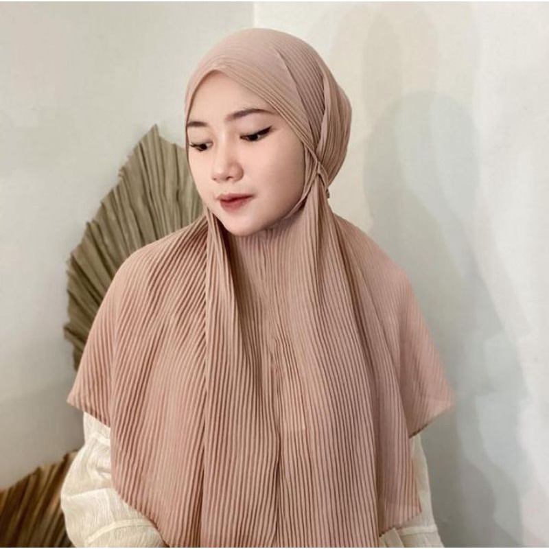 kerudung instant // Jilbab Siria Tali Plisket Non Pet // bahan ceruty baby doll / hijab Putri.Aurora