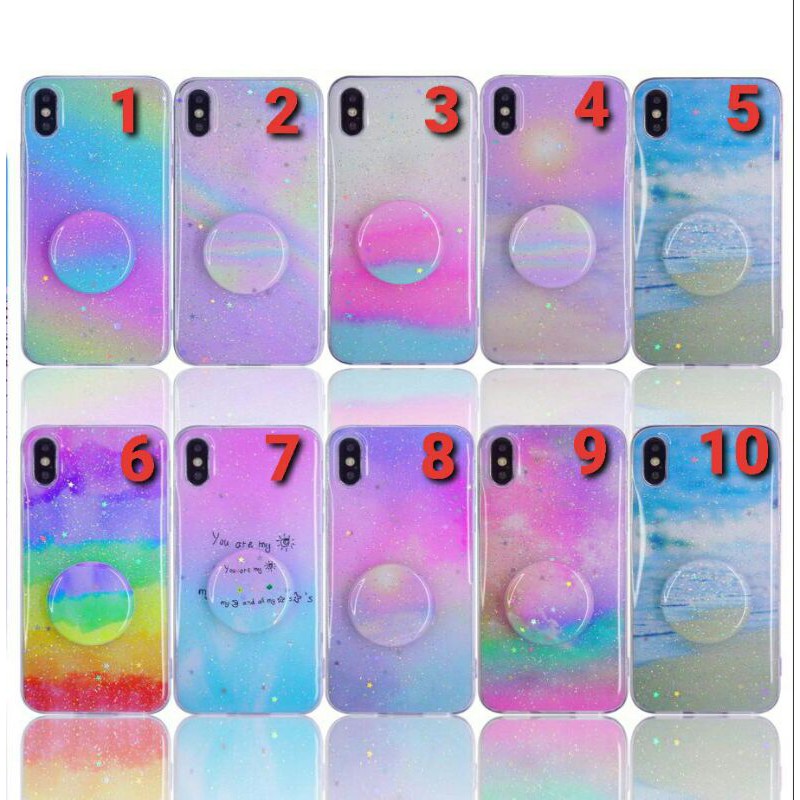 SILIKON CASE RAINBOW + POP SOKET VIVO Y12 Y12i Y15 Y17