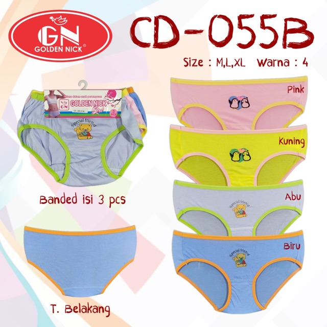 CD anak cewek | Celana Dalam Anak Perempuan Golden-Nick CD-055B isi 3pcs