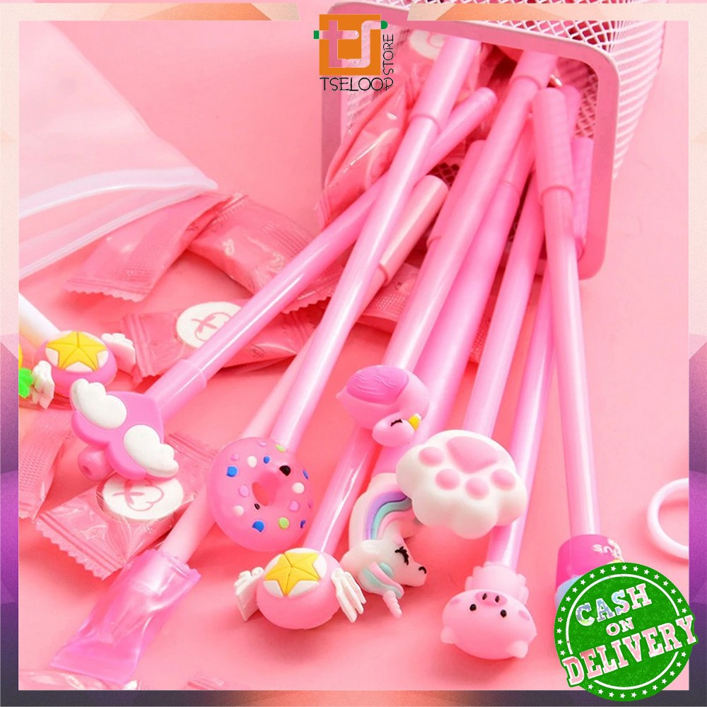 

OFM-A15 Pulpen Gel Karakter Lucu Set Isi 20PCS Pena FREE Zipper Pouch Tempat Pensil Transparan Murah