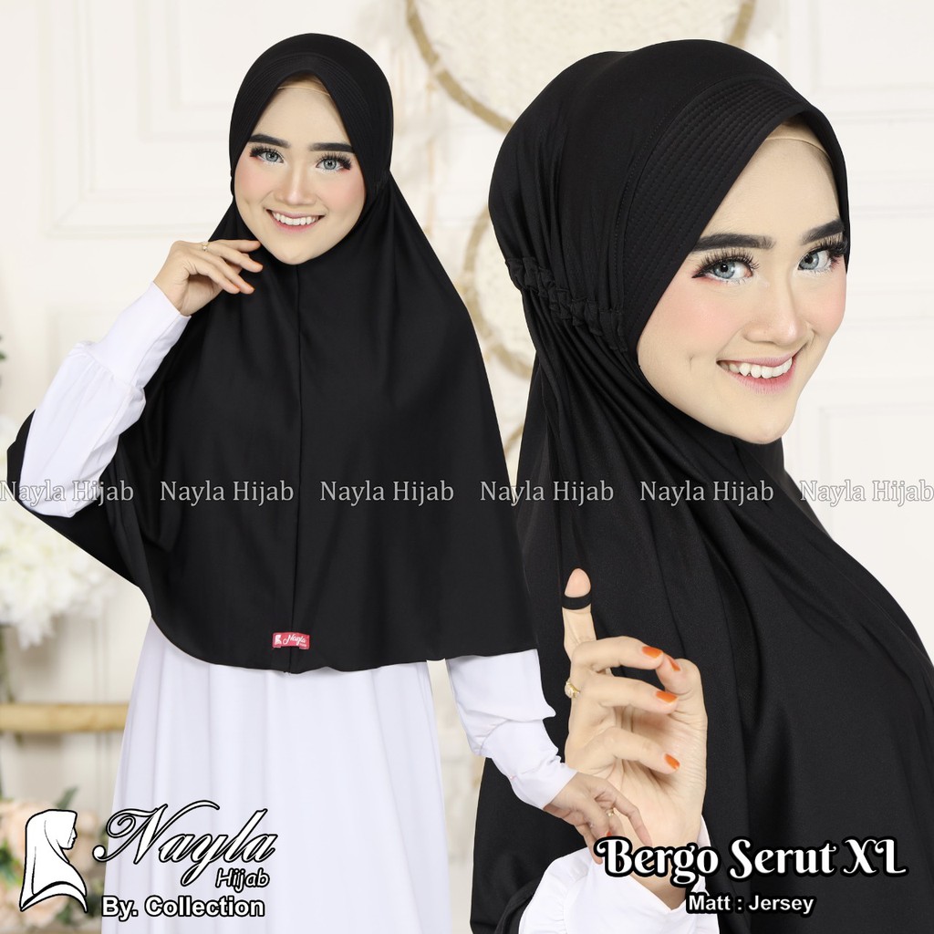 Jilbab Instan Bergo Serut XL Kerudung Instan Bergo Serut Ori Nayla Hijab Bergo Serut Nayla Hija'b