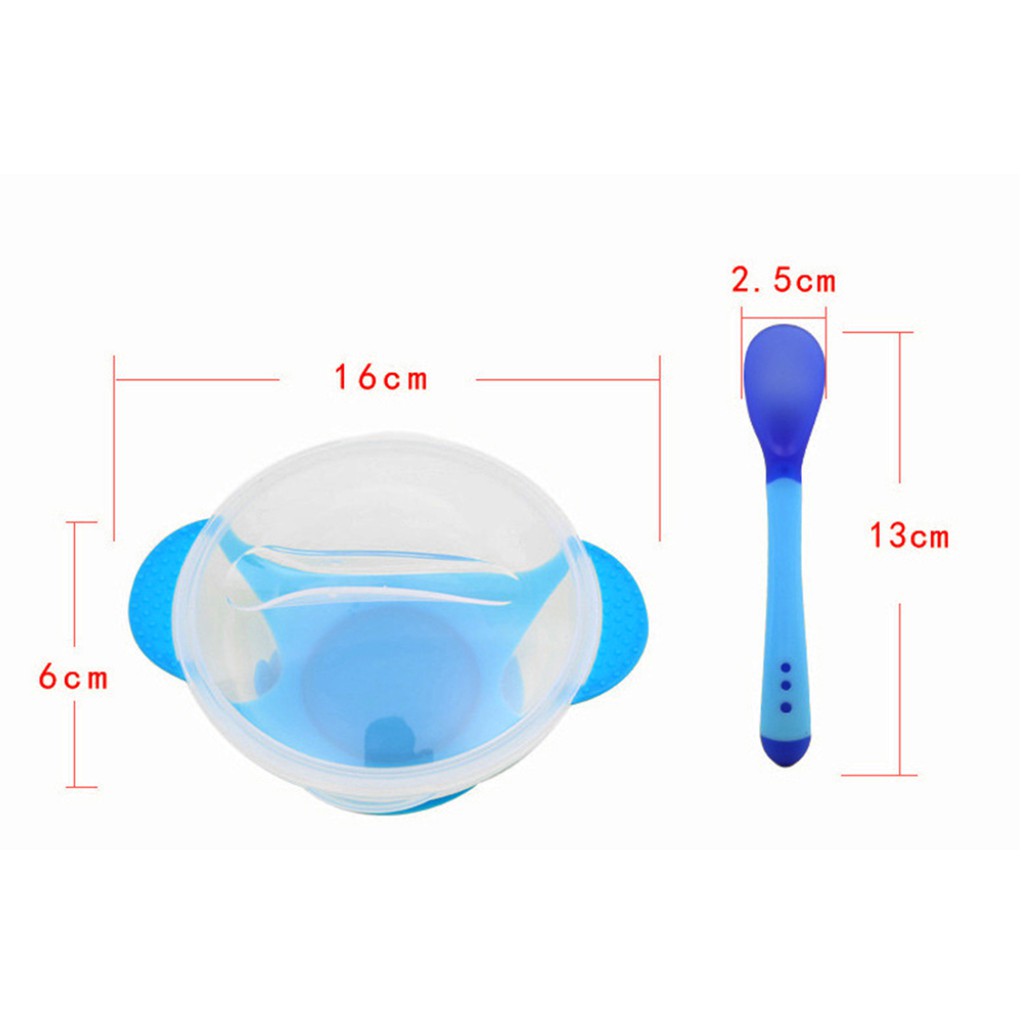 1 Set Mangkok Bayi Silicon Free Penutup &amp; Sendok Suhu Panas M185