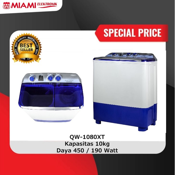 Mesin Cuci AQUA QW-1080XT / 2 Tabung 10kg QW1080XT