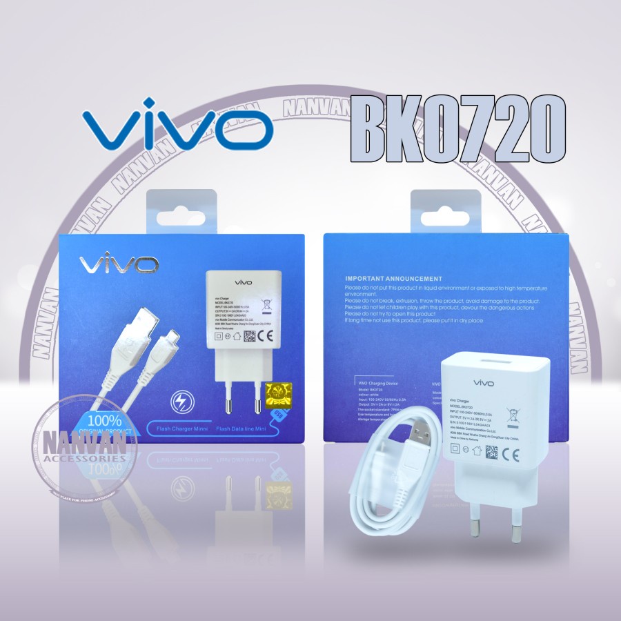 [RO ACC]ORI 99 BK0720 CHARGER VIVO MICRO USB SUPPORT FAST CHARGING 2A