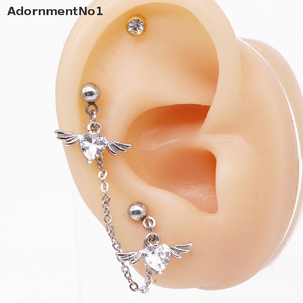 (AdornmentNo1) Anting Tusuk Gantung Desain Hati + Sayap Malaikat Untuk Wanita