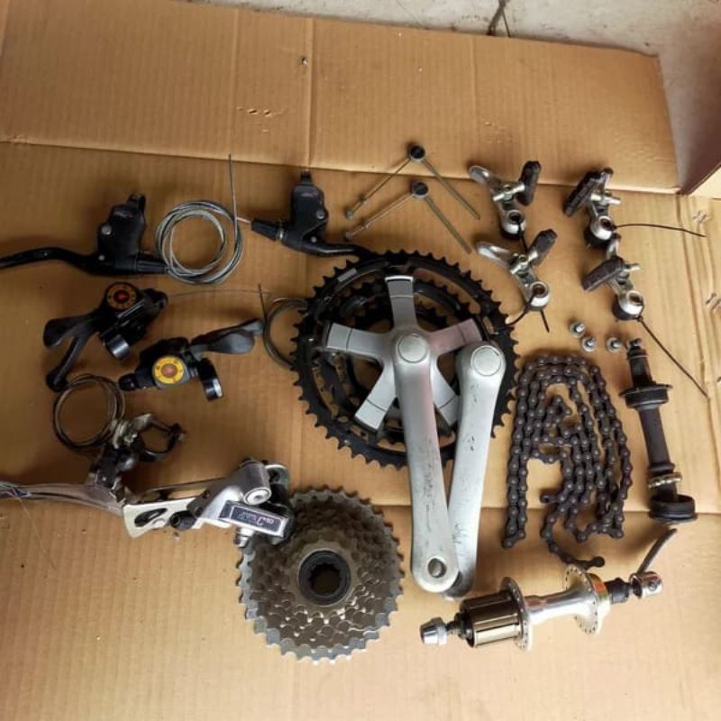 groupset 7x3 speed Shimano  altus jadul groupset vintage 7 speed original Japan gear set sepeda fede