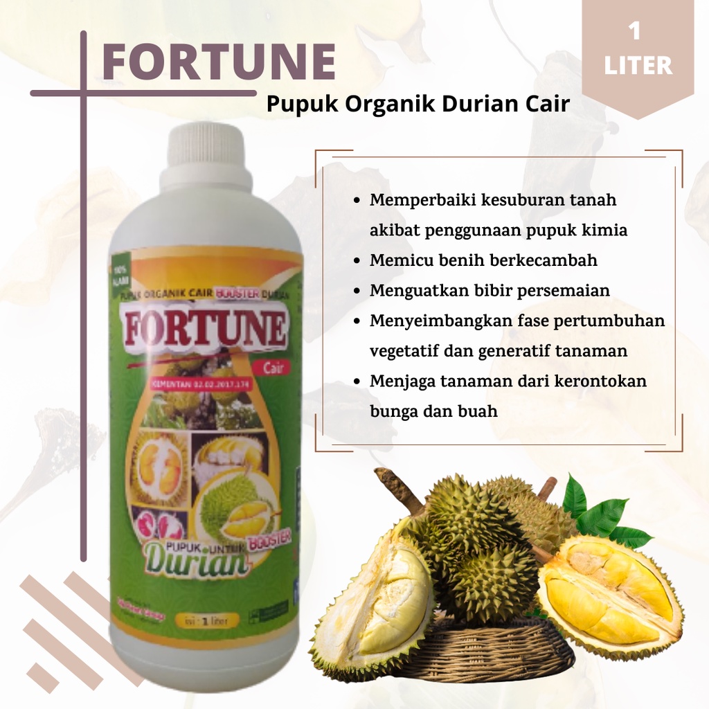 PUPUK FORTUNE CAIR PUPUK ORGANIK CAIR DURIAN CAIR BOSTER DURIAN AGAR BERBUAH PUPUK BUAH DURIAN