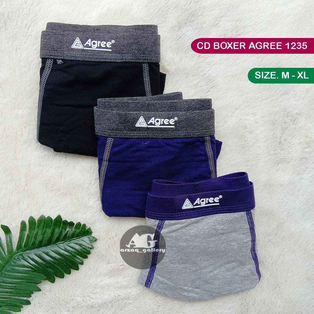 [ 3pc ] Celana Dalam Pria BOXER AGREE SPORT # 1235 / Motif Garis 1235