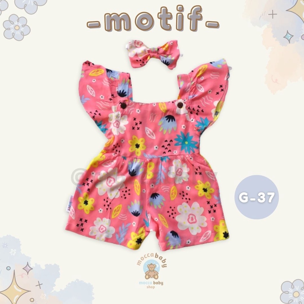 MBSS - BBB JUMPSUIT LAURA setelan anak perempuan jumper bayi motif bunga lucu free headband