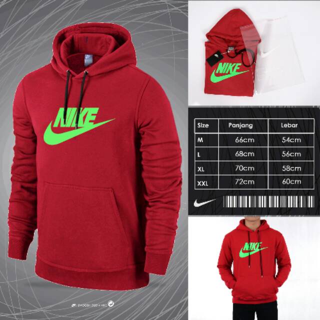 SWEATER HOODIE NIKE RUN MERAH IMPORT