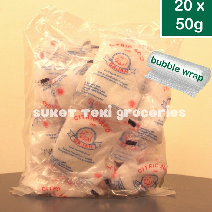 

NEW Citric Acid / Citrun Zuur Food Grade Gajah per pak 20 sachet x 50 gram