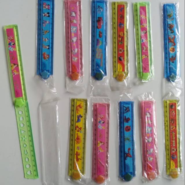 

12pcs Penggaris Lipat 30cm Gambar Mix / Penggaris Karakter / Penggaris 30cm
