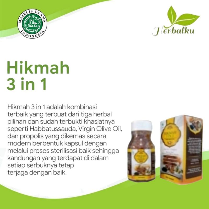 

Hikmah 3 in 1 200 kapsul // membantu memelihara daya tahan tubah
