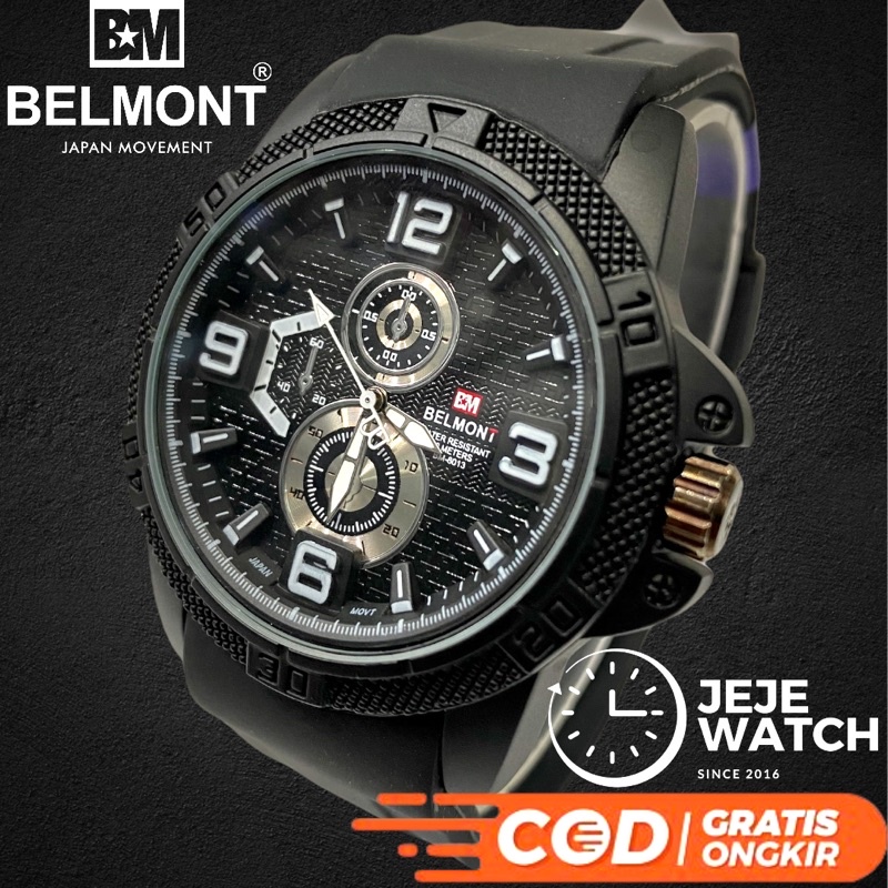 Jam tangan pria KARET merk BELMONT ( free box )