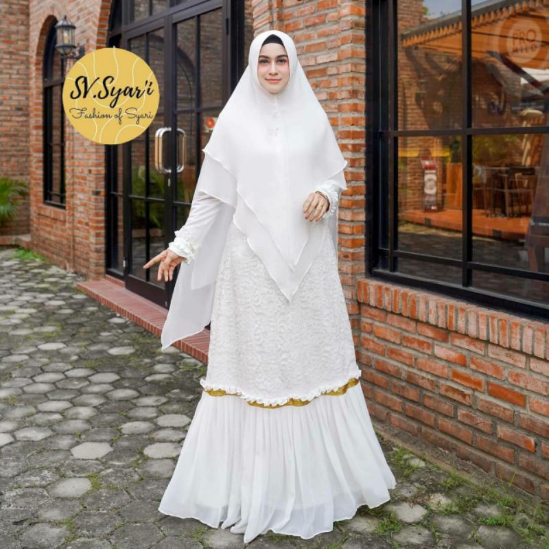 [Realpic] COD Gamis Branded Original Chandani Set Putih Sv Syari / terbaru / dewasa / kondangan