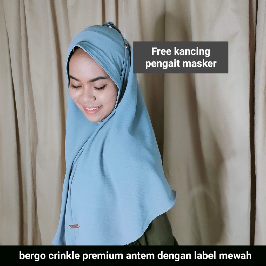 Ainahijab Bergo Crinkle Airflow Kancing Premium