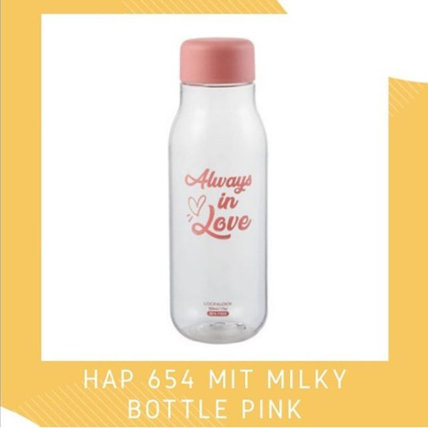 HAP 654 MILKY BOTTLE 500ML BOTOL MINUM LOCK &amp; LOCK-PINK