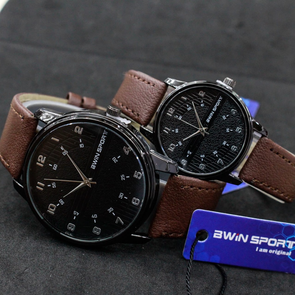 JAM TANGAN COUPLE SERIES AWINSPORT TALI KULIT TERBARU/JAM TANGAN FASHION KEKINIAN/
