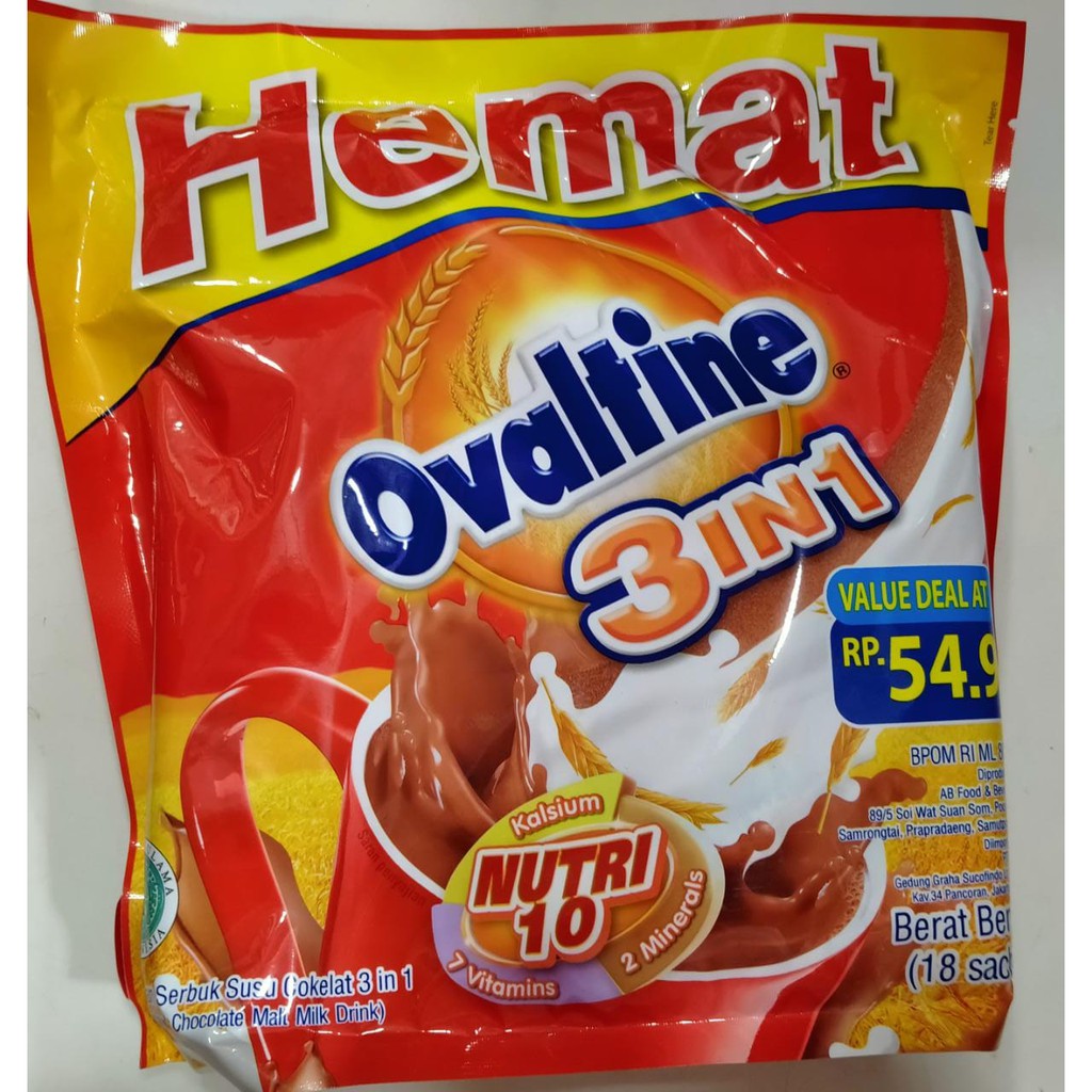 

Ovaltine 3 in 1 Malaysia isi 18 Sachet