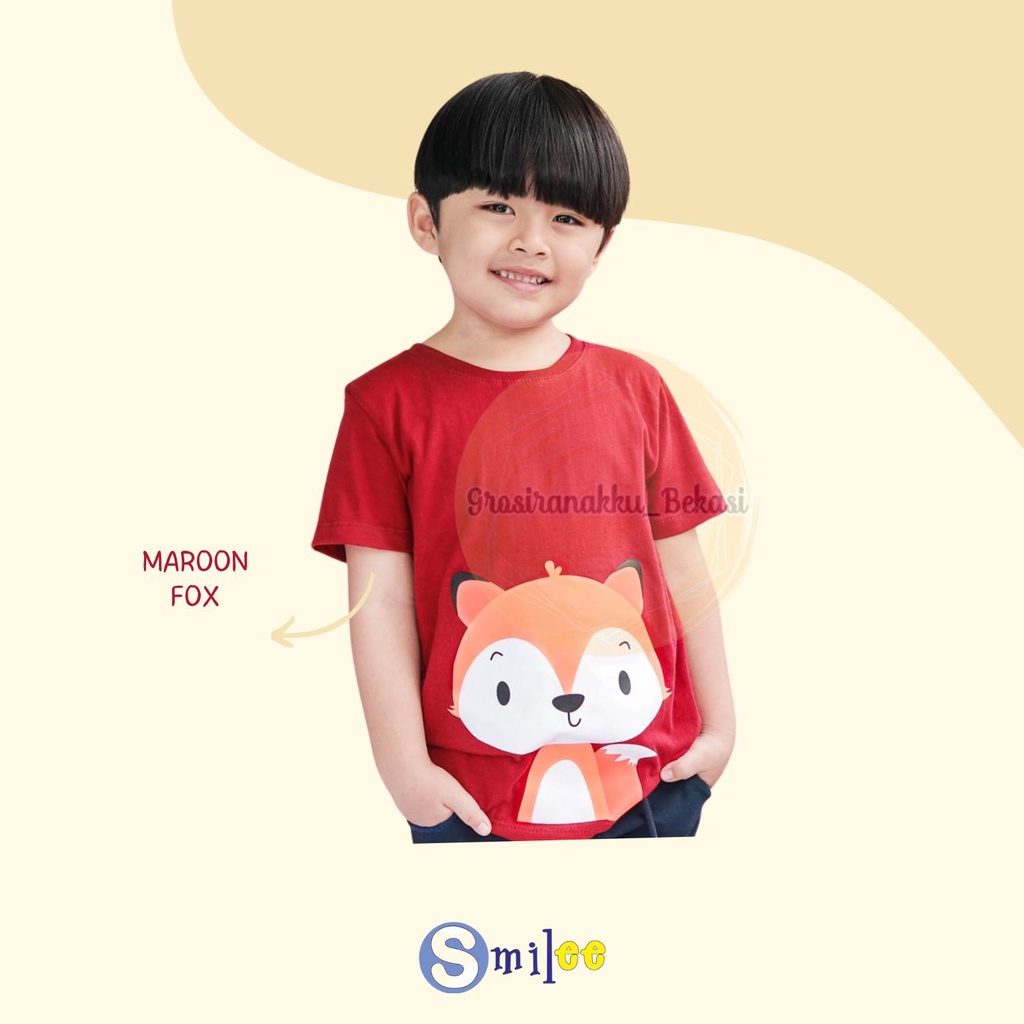 Kaos Anak Cowok Smile Murah Animals Mix Motif Size 1-5Thn