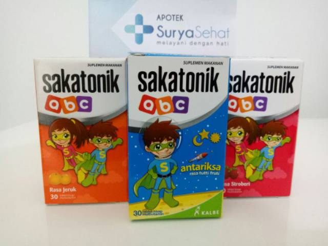 SakatoniK ABC isi 30 tablet hisap rasa Jeruk - Tutti Fruti - Strawberry - Anggur