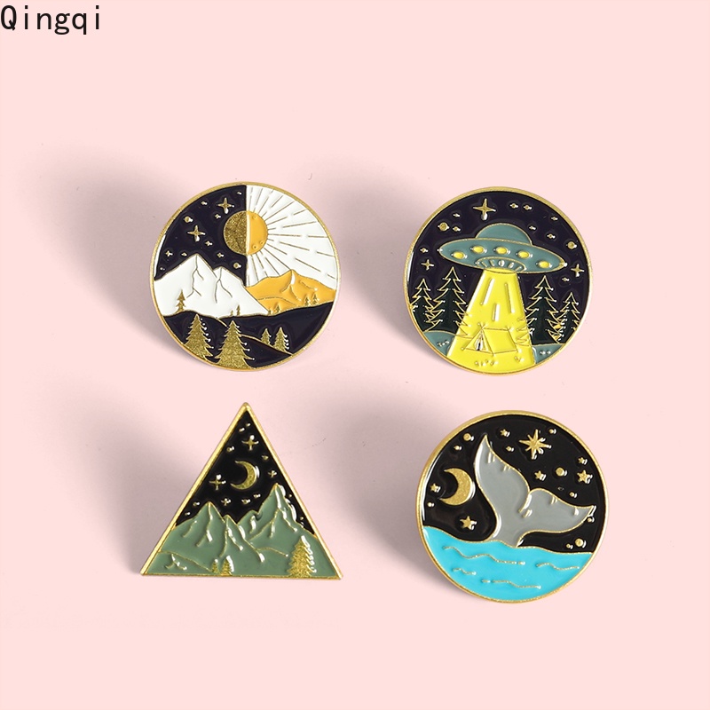 Bros Pin Enamel Bentuk Matahari Dan Bulan Untuk Hadiah