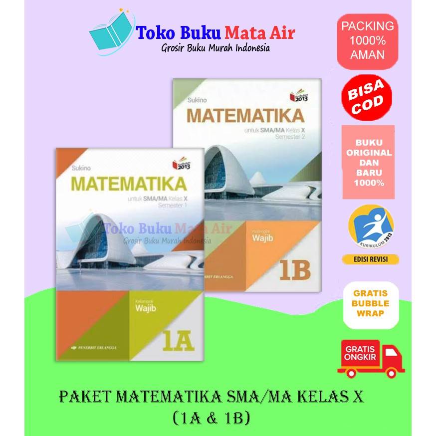 BEST SELLER ORIGINAL PAKET MATEMATIKA SMA/MA 1A&1B KELAS X K13N SUKINO ELRANGGA