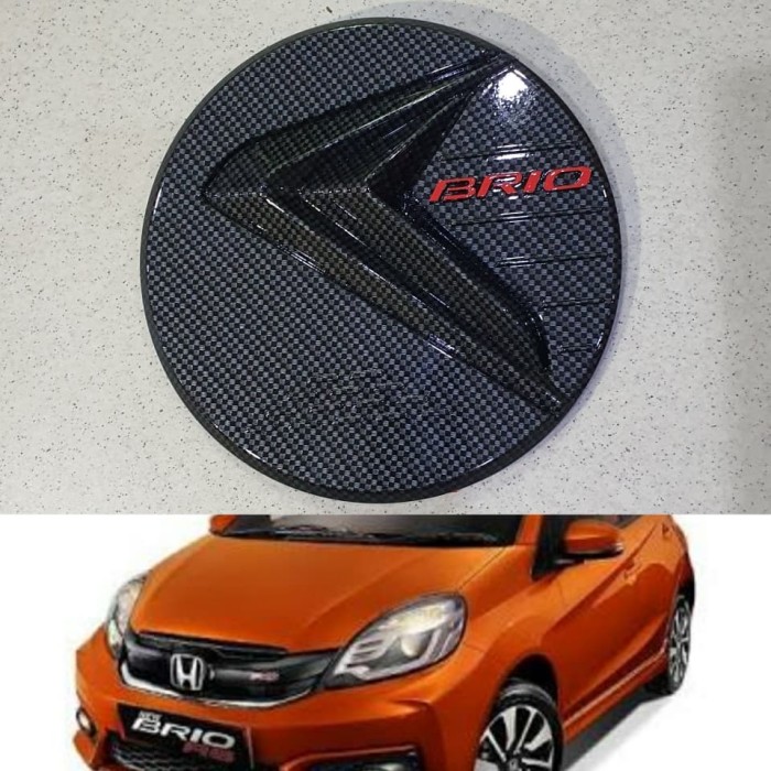 Tank cover TUTUP TANGKI BENSIN MOBIL HONDA BRIO CARBON LOGO MERAH