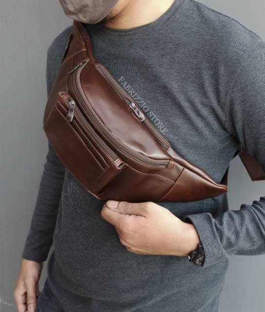 tas dada waistbag kulit asli keren