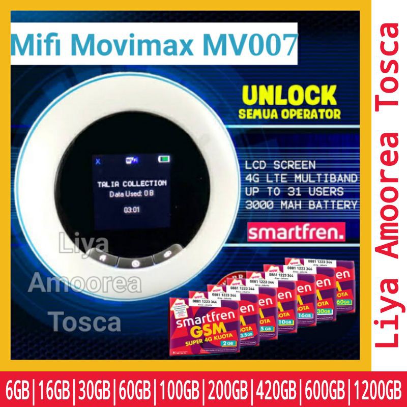 Modem Smartfren 4G LTE MiFi Andromax Movimax MV007 WiFi