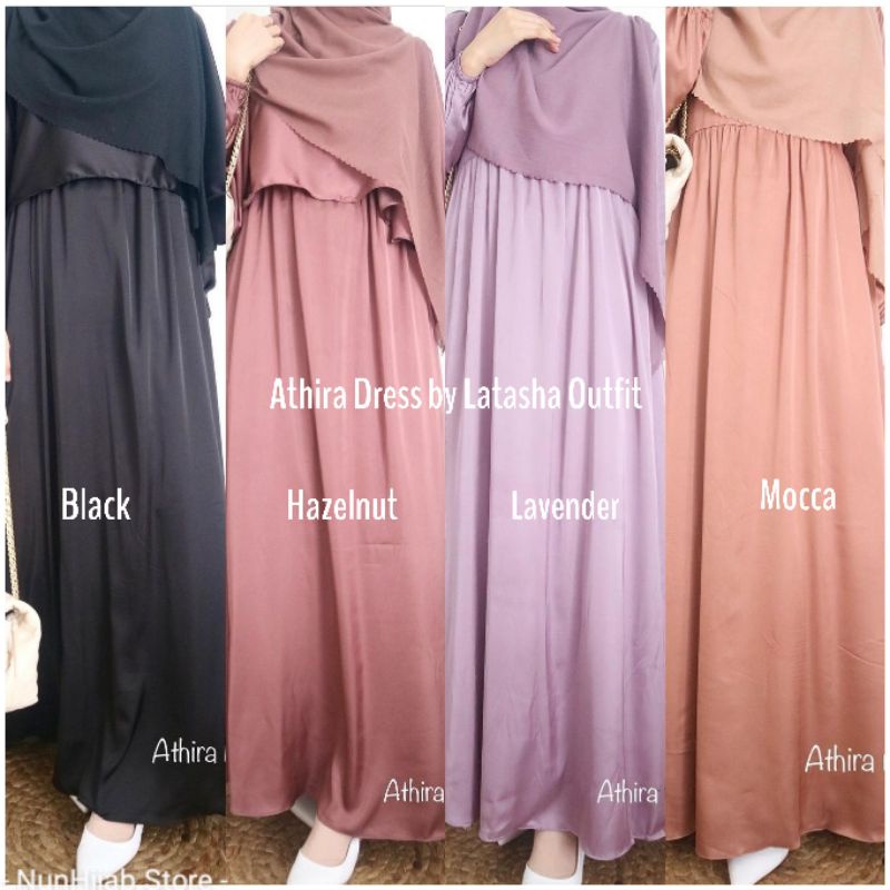 ATHIRA Dress Latasha Outfit Gamis Raya Lebaran Kondangan Silk Homedress Homewear Murah