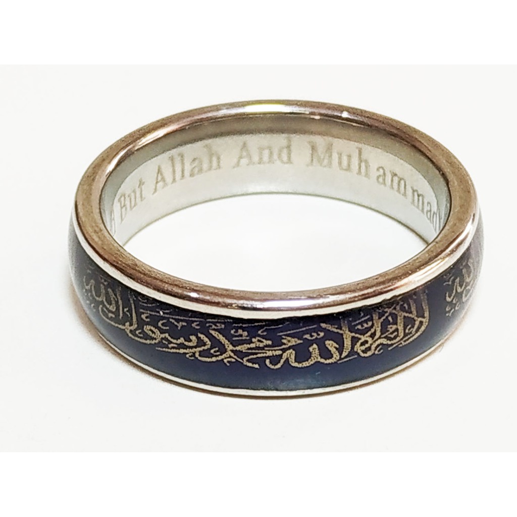 VeE Cincin Tauhid Islam Muslim Ukiran Lafadz Syahadat Material Titanium Stainless Steel