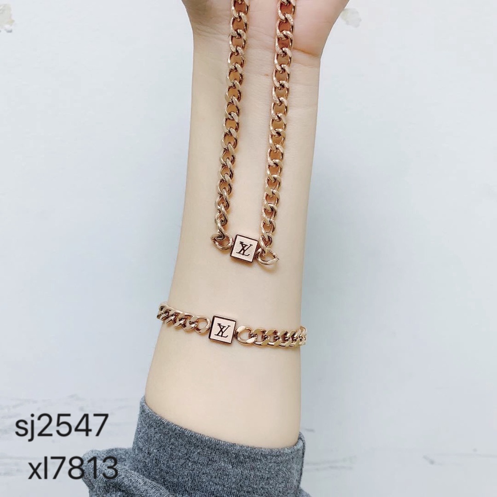 Set Titanium Gelang/Kalung Perhiasan Fashion 2547/7813