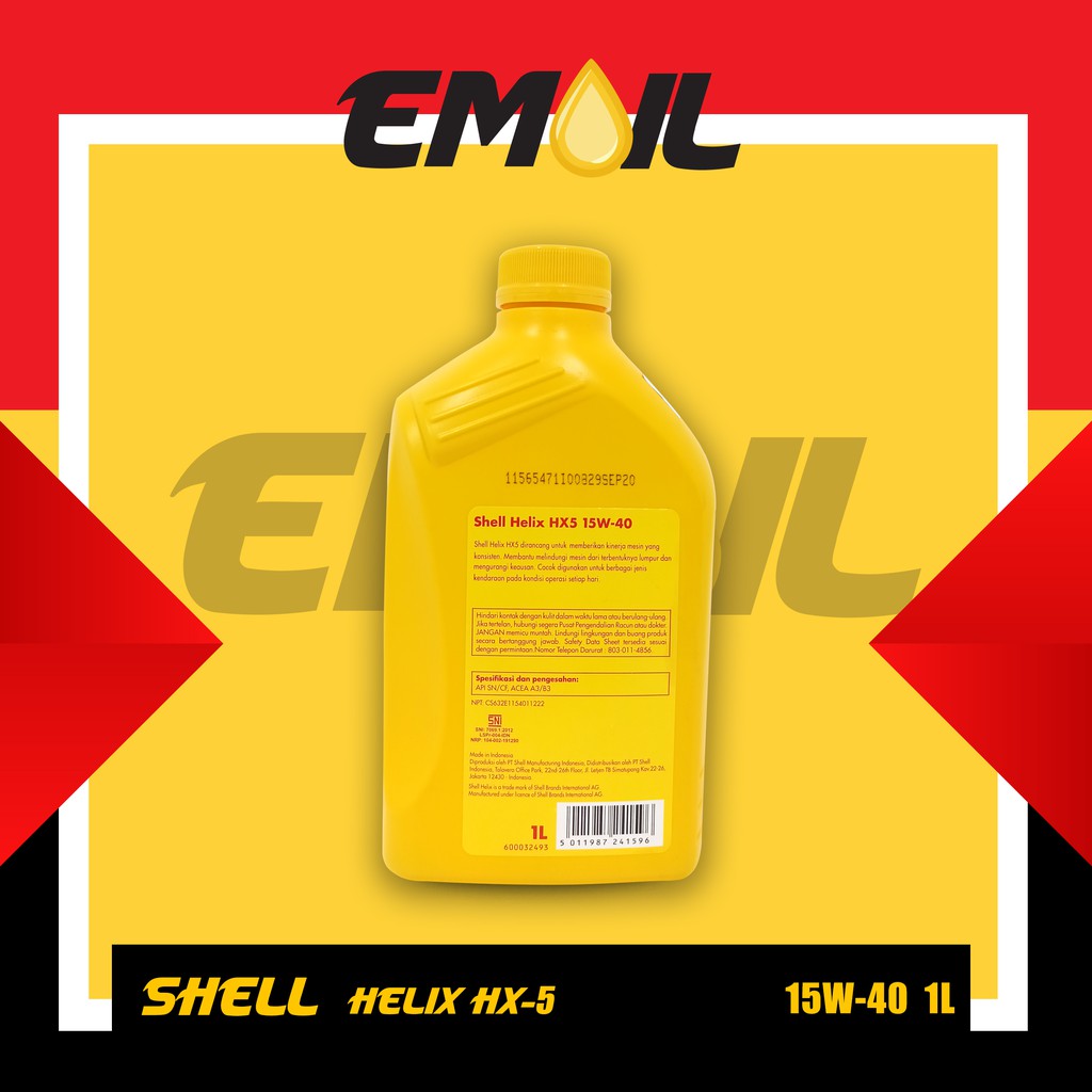 OLI SHELL HX5 15W-40 GALON 1 LITER VERIFIED QR BARCODE OK