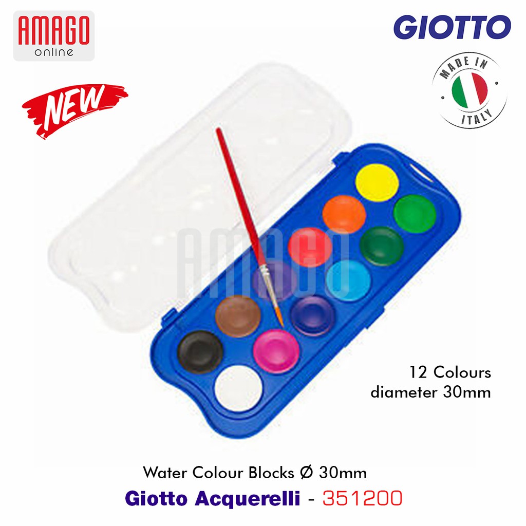 GIOTTO WATER COLOUR BLOCKS - 12 COLORS - 30 MM - 351200