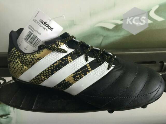 Jual Sepatu Adidas Ace 16.3 Leather FG/AG - Core Black/White/Gold Metallic | Shopee Indonesia