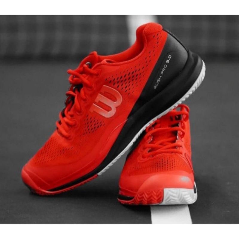 Sepatu Tenis Pria dan Wanita Wilson Rush Pro 3.0 Red Black Sepatu tenis lapangan Pria dan Wanita