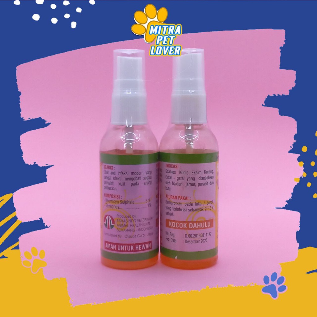 OBAT ANTI INFEKSI ANJING - SCADIX DOG SPRAY 60ML - ANTI SCABIES  KUDIS KURAP KORENG BOROK SAKIT KULIT GATAL DEMODEX ASU DOGGIE PUPPY  - MURAH GARANSI KUALITAS ASLI ORIGINAL- PET ANIMAL VETERINARY TAMASINDO VITAMIN HEWAN BINATANG PELIHARAAN MITRAPETLOVER