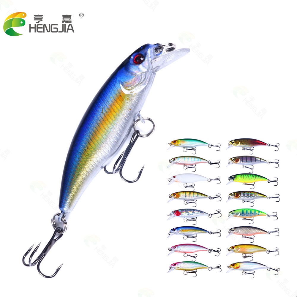 HENGJIA 10PCS Fishing Lure 60mm 4.3g Sinking Minnow 3D Eyes Umpan GID Artificial Hard Bait