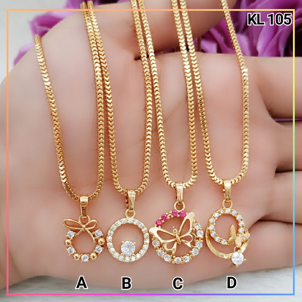 Kalung xuping kalung milano dewasa bulat kupu permata perhiasan wanita lapis emas KL 105