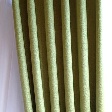 Tirai gorden blackout minimalis/pintu/jendela polos serat warna hijau