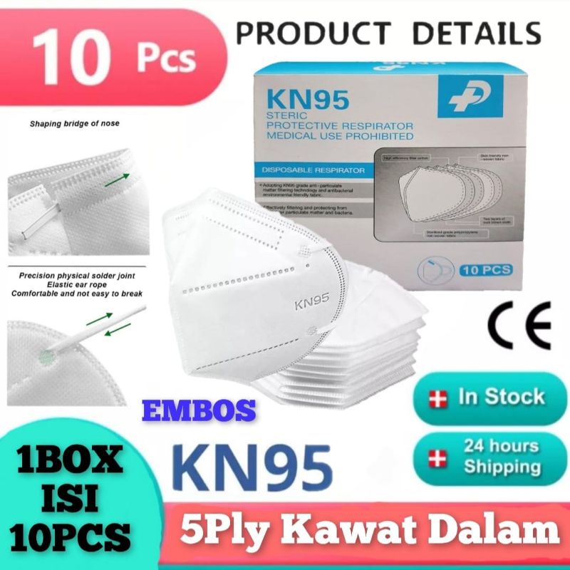 Masker KN95 5Ply Emboss 1Box Isi 10Pcs