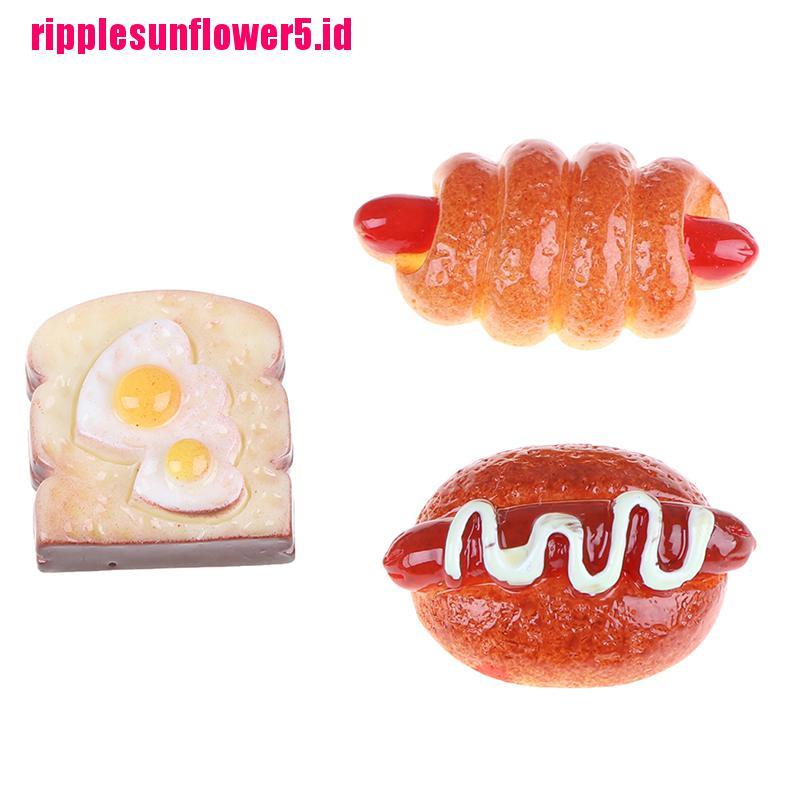 10pcs Miniatur Hamburger Pizza Roti Bahan Resin